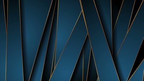 Dark blue and golden abstract tech stripes geometric motion background. Seamless looping. Video animation Ultra HD 4K 3840x2160
