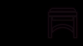 Glowing neon line Chair icon isolated on black background. 4K Video motion graphic animation.