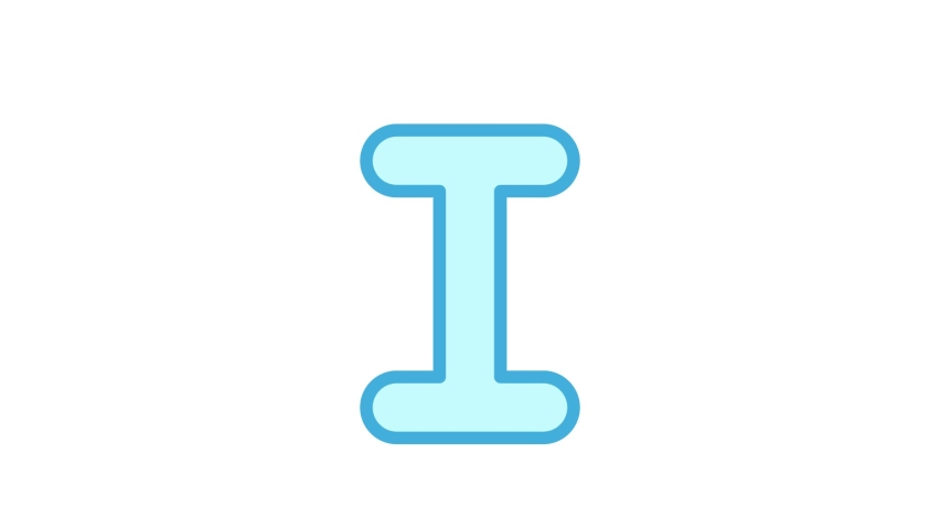 Tutorial for writing English alphabet. Trace the letter I with a pencil isolated on white background. Animated letters sample for children sequential writing of the letter I