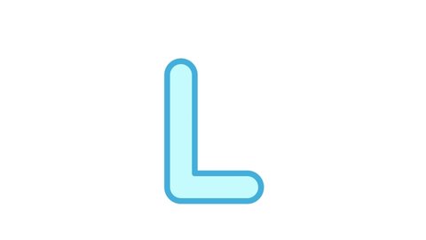 Tutorial for writing English alphabet. Trace the letter L with a pencil isolated on white background. Animated letters sample for children sequential writing of the letter L