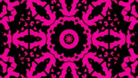 Abstract geometric seamless pink pattern background. Abstract Stripes Kaleidoscope Loop. Fast Psychedelic Colorful Kaleidoscope VJ background. Disco Abstract Motion Background. Kaleidoscope effect