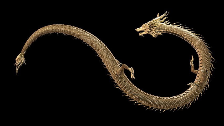 Chinese dragon animation loop on infinity sign include alpha path with 3d rendering.Realistic detail conceptual. Royalty-Free Stock Footage #1076109686