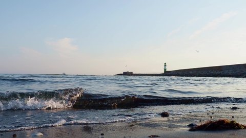 baltic sea wave on Rostock Warnemuende beach