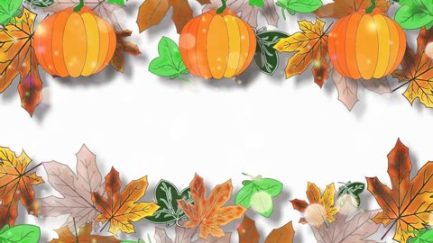 beautiful autumn animation with yellow leaves and pumpkins
