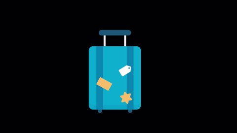 Animated Travel bag icon in flat style. Luggage icon on white isolated background. Baggage business concept. Carry-on luggage or cabin luggage flat icon travel apps and websites