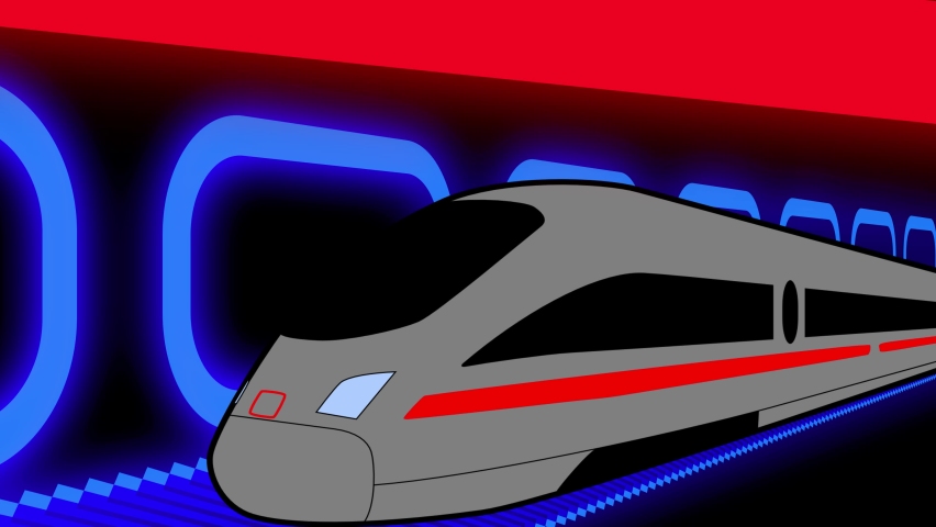 Bullet Train animation effect through Tunnel ,Illustration 4K UHD