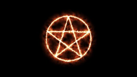 burning pentagram sign fire flame animation. isolated on black background