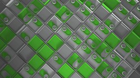 3d rendering of looped animation with geometric shapes. Endless animation. A satisfying calm video with a change in shape. Sliders switches on. White green color. top view