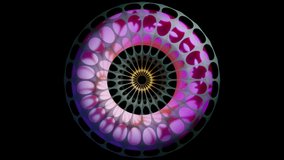 Modern abstract decoration for video presentation. Colorful fantastic holey shape with soft body inside. Beautiful fractal simulation. Seamless loop 3D animation with alpha, moving creative background