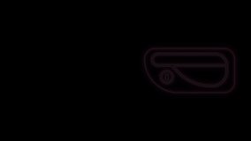 Glowing neon line Car door handle icon isolated on black background. 4K Video motion graphic animation.