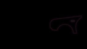Glowing neon line Car fender icon isolated on black background. 4K Video motion graphic animation.