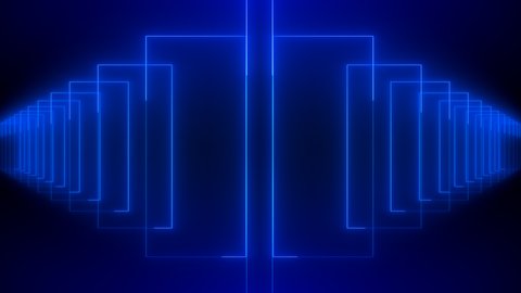 abstract geometric glow blue square and lines grid symmetry. mirror and overlap generate line with dark background. Digital Art. Computer animation. Modern background. motion design. Loopable. LED.4K