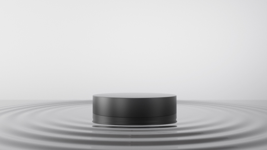 Black water wave. 3d empty pedestal. Presentation commercial product display stand, showcase. Looping animation background, blank mockup scene | Shutterstock HD Video #1076157194