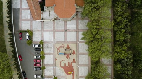 Top View Of The New Church Of Arrabal At The City Of Salamanca In Spain. aerial
