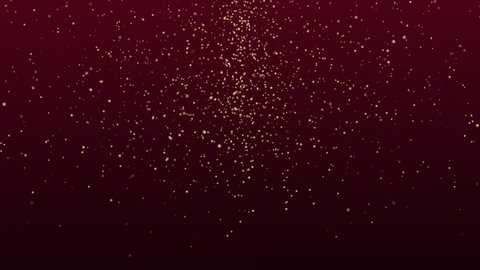 Beautiful Gold Glitter Floating Dust Particles on red dark Background in Slow Motion. Looped Animation of Dynamic Wind air Particles With Bokeh. Glitter awards for decoration happy Chinese new year