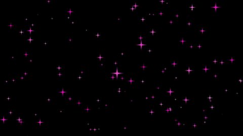 abstract pink animated sparkling cartoon stars - isolated on black background - seamless loop