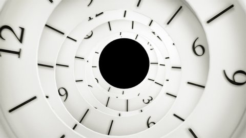 Classic Clock time. Spiral Clock Zoom Motion. Transparent background