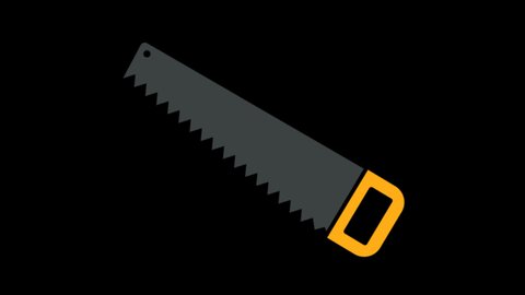 Hand saw icon in black, yellow style isolated on white background. Sawmill and timber symbol, Hacksaw for metal and manual using Hand saw Repair tool icon, black grey and yellow color saw manual.