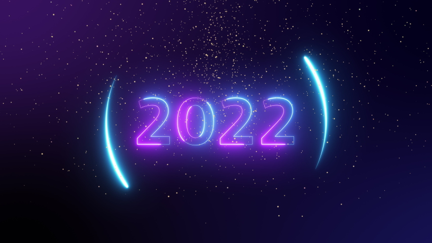number 2022 neon light bright glowing. 2022 happy New Year dark background with decoration with neon number on Purple and blue 
Beautiful Gold Glitter Floating background. winter holiday template.
 Royalty-Free Stock Footage #1076185850
