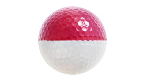 Realistic 3D animation of the spinning national flag of Monaco golf ball rendered in UHD with alpha matte