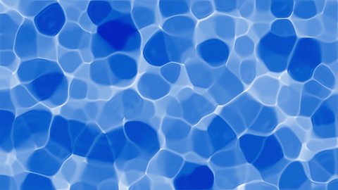 Wave blue caustics Background. Organic abstract white caustic water liquid ripple texture pattern on a blue minimalist background. Pure, clean blue water in the pool.  3D Animation loop. 4K