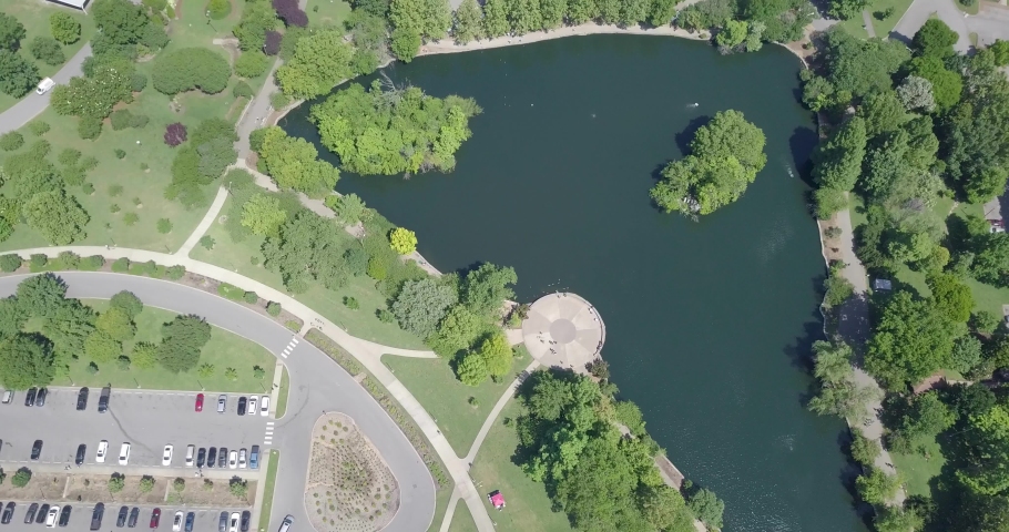 An aerial drone flight over the Parthenon in downtown Nashville, Tennessee.