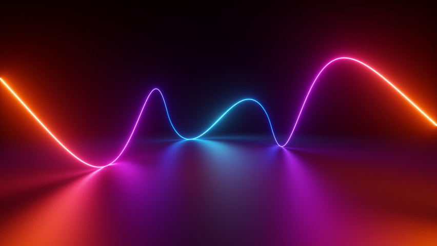 seamless 3d animation, abstract neon background with colorful wavy line glowing with colorful gradient in ultraviolet spectrum Royalty-Free Stock Footage #1076222057