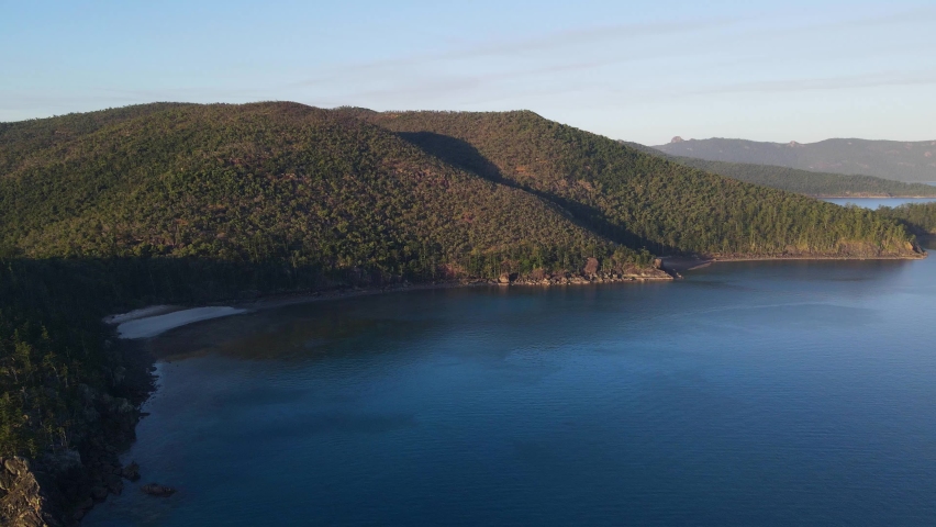 Rugged Landscape Of The Hook Island With Dense Vegetation In Whitsunday Islands In The Australian State Of Queensland. aerial