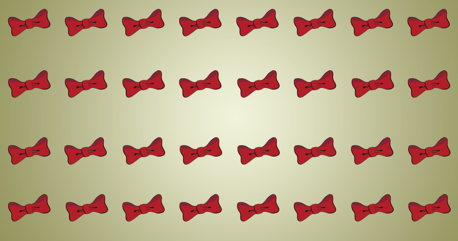 Animation of red bow tie repeated on green backgroud. fashion and accessories background pattern concept digital animation.