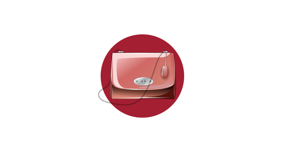 Animation of red hand bag on white backgroud. fashion and accessories background pattern concept digital animation.