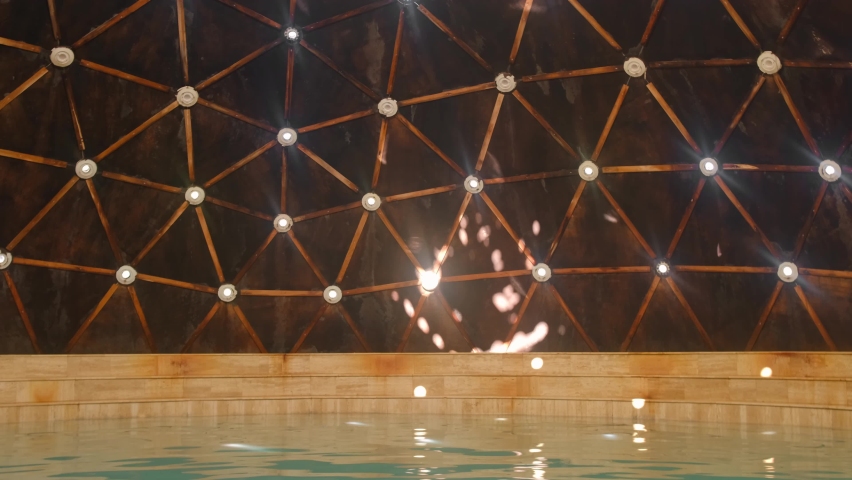 Inside the dome of Sultaniye Kaplicalari hot springs and Mud Baths in Koycegiz, Mugla province, Turkey. Thermal hot springs resort at Koycegiz lake shore near Dalyan town in Turkey