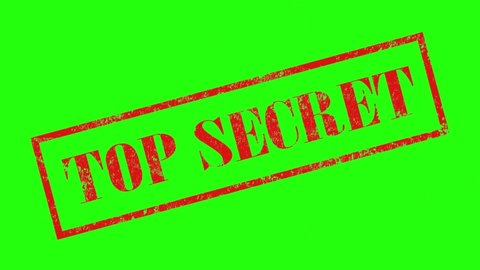 Top Secret Red Stamp Dropping Against Green Screen Background. After Effects