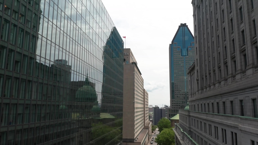 Downtown Montreal arial city streets