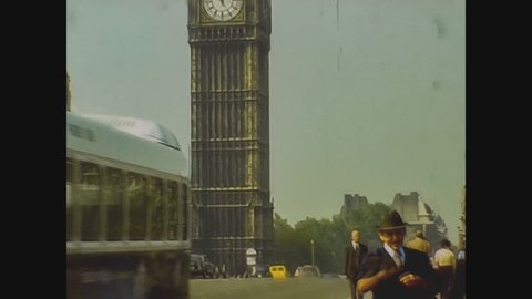 LONDON, UNITED KINGDOM 05 MAY 1977: Big ben in London and Westminster Palace in 70's