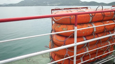 Lifebuoy on ferry, sea travel