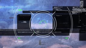 Scope scanning over digital interface with data processing against clouds in blue sky. computer interface and cloud storage technology concept - Powered by Shutterstock - Get 15% off with code: PIKWIZARD15