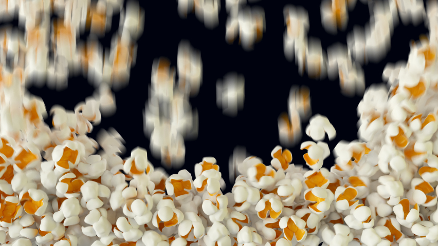Movie Theater Popcorn Falling Isolated On Transparent Background