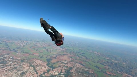 Skydiver doing a quick spin maneuver.
