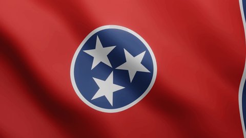 3d flag of state Tennessee fluttering in the breeze background. 4K animated video clip that loops in a realistic way