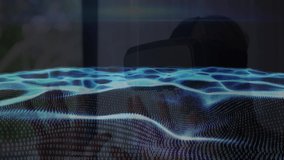 Animation of waves of binary coding over person wearing vr headset. global digital interface, technology and connections concept digitally generated video. - Powered by Shutterstock - Get 15% off with code: PIKWIZARD15