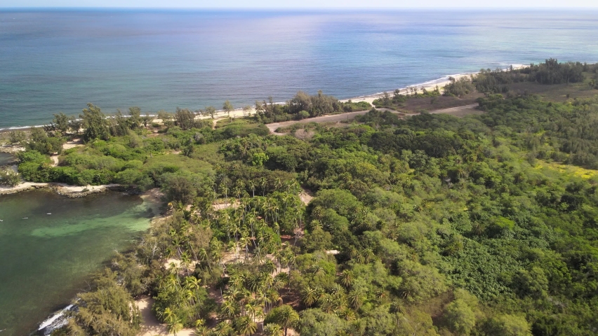 drone view of an abandoned airstrip in haleiwa hawaii police beach