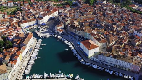 Aerial view of Cres, a town in Cres Island, the Adriatic Sea in Croatia