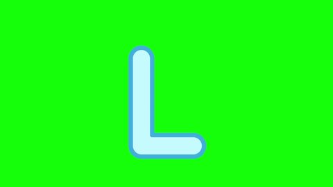 Trace the letter L with a pencil isolated on green screen. Animated letters sample for children sequential writing of the letter L. Tutorial for writing