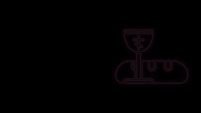Glowing neon line First communion symbols for a nice invitation icon isolated on black background. 4K Video motion graphic animation.