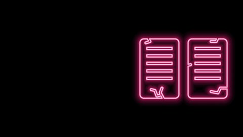 Glowing neon line The commandments icon isolated on black background. Gods law concept. 4K Video motion graphic animation.