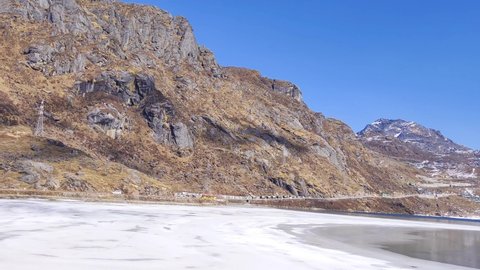 The Frozen Tsomgo lake or Changu Lake in North Sikkim, India