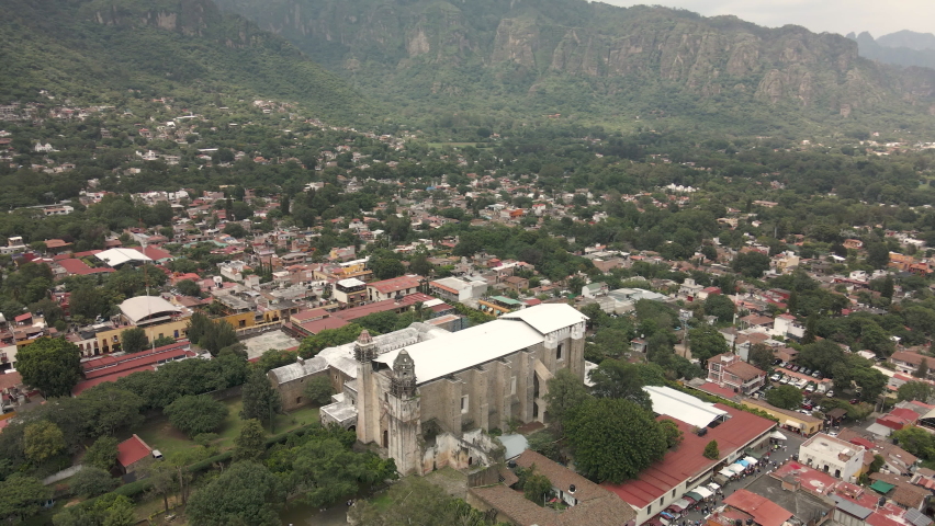aerial Rotational view of Tepoztlan convent