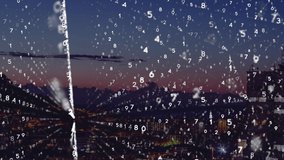 Animation of binary coding over cityscape. global connections, data processing and technology concept digitally generated video. - Powered by Shutterstock - Get 15% off with code: PIKWIZARD15