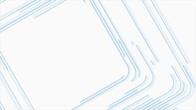 Blue white minimal square lines abstract futuristic tech motion background. Seamless looping. 