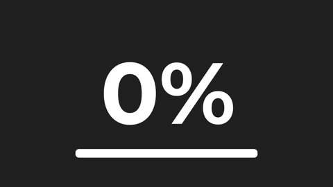 Moving Loading bar animation 0 to 100 percent with Alpha channel and Transparent background. Circle progress bar. Downloading and uploading process animation with percentage.